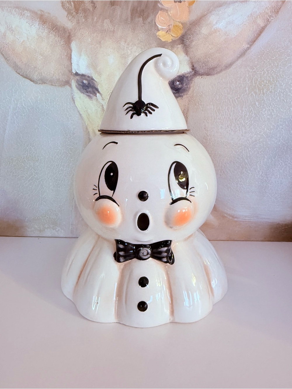 Johanna Parker vintage style ghost cookie hat Halloween decorations jar canister